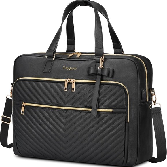 17 Inch Laptop Bag for Women, Large Convertible Quilted Briefcase Backpack with - Picture 1 of 8